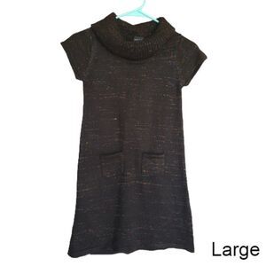 Girls Black Sweater Dress Large  Glistening Metallic knee high Clearance